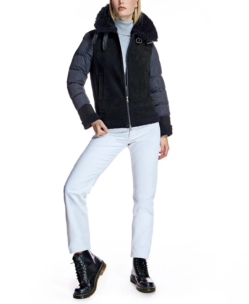 Julia & Stella By Maximilian Women's Shearling and Puffer Down-Filled Sherpa-Lined Jacket