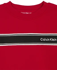 Calvin Klein Toddler and Boys' 4-20 Fleece Long-Sleeve Striped Sweatshirt Joggers, 2-Piece Set