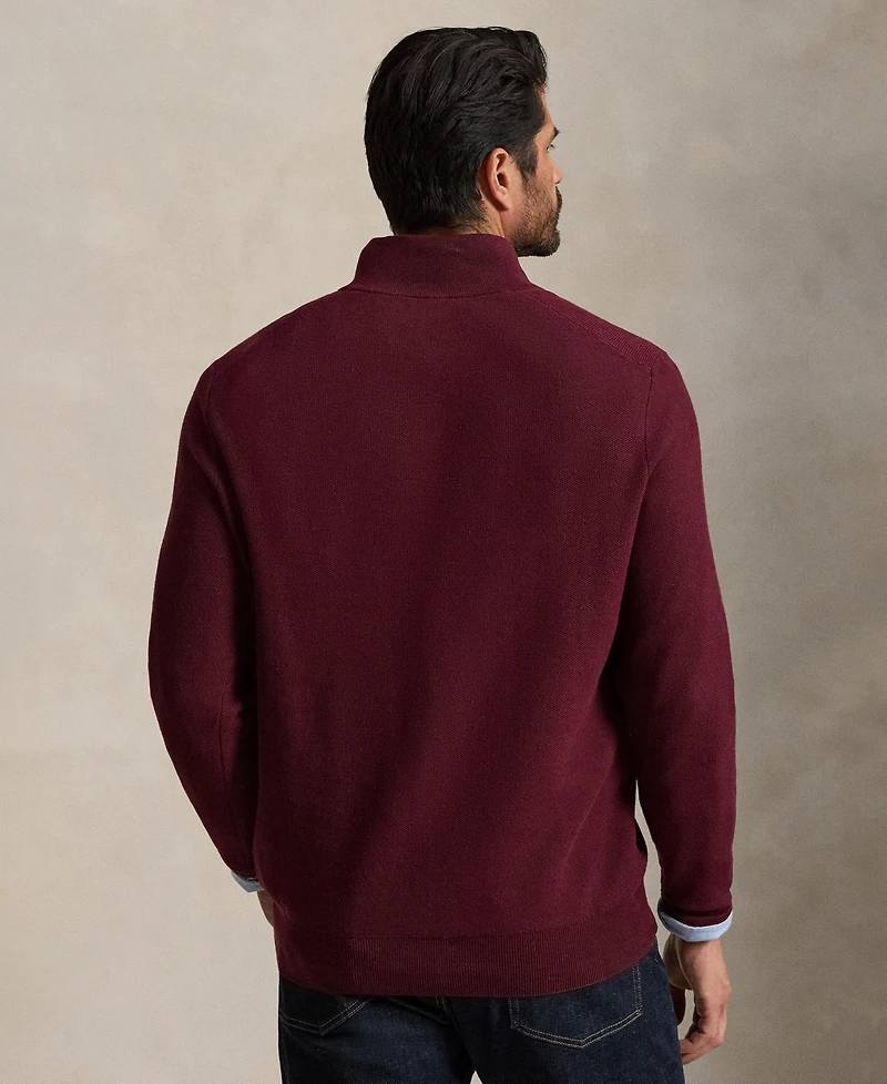 Polo Ralph Lauren Men's Mesh-Knit Quarter-Zip Cotton Sweater