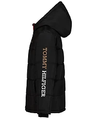Tommy Hilfiger Boys' 4-7 Sleeve Logo Puffer Hooded Water-Resistant Jacket