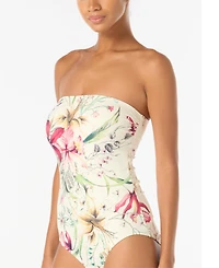 Carmen Marc Valvo Women's Floral-Print Bandeau One-Piece Swimsuit