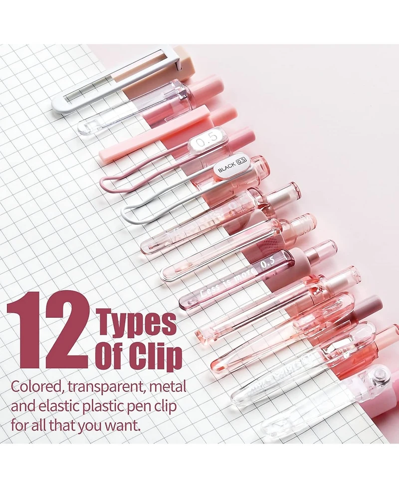 Four Candies Rose Series Gel Pens, 12Pieces Cute Writing Pens 0.5mm, Aesthetic School Supplies