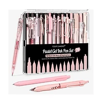 Four Candies Writing Ink Pens with 2Pack Highlighter, Cute Retractable 0.5mm Smooth Writing Pens