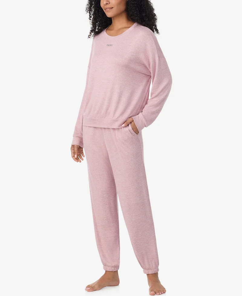 Dkny Women's Long Sleeve Jogger Top and Jogger Pants, 2-Piece Set