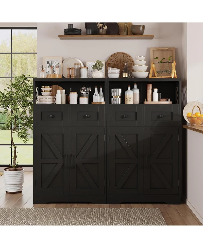Vabches Farmhouse Storage Cabinet with Drawers and Doors