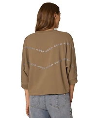 Democracy Women's Embroidered V-Neck Knit Top