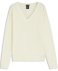 Boss by Hugo Women's Merino Wool Relaxed-Fit V-Neck Sweater