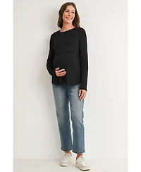 Hello Miz Maternity Long-Sleeve Crewneck Lift-Up Nursing Top
