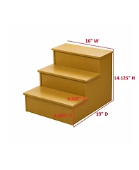 Kings Brand Furniture 3-Step Wooden Bedside Stairs with Storage, Pet and Toddler Safety Steps for High Beds, Compact Step Ladder Adults Kids