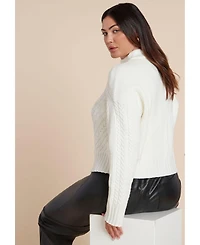 Eloquii Women's Cableknit Funnelneck Sweater