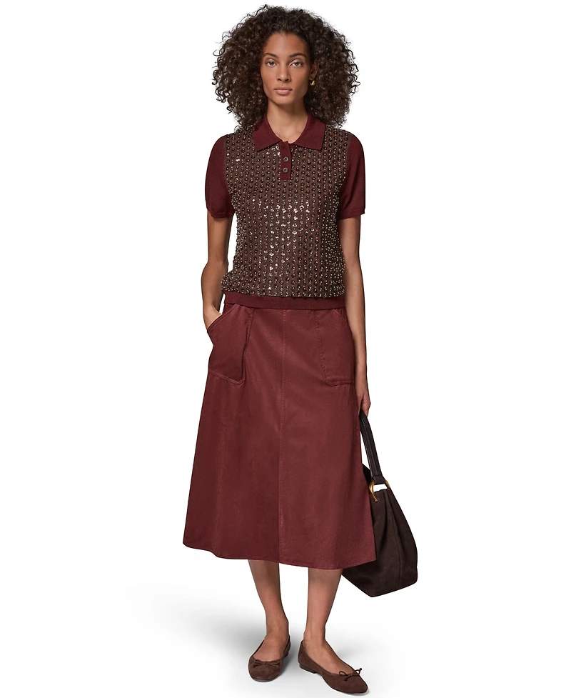Donna Karan Weekend Women's Microsuede A-Line Midi Skirt
