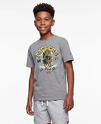 Champion Big Boys and Girls Heather Gray Green Bay Packers Disney X T-Shirt