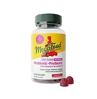 MegaFood Womens Probiotic + Prebiotic Zero Sugar Gummies Vitamin C and Cranberry 60 Mixed Berry Gummies