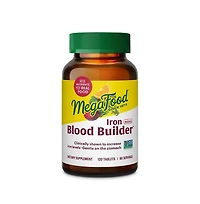 MegaFood Blood Builder Iron Supplement for Women and Men with Vitamin C B12 and Folic Acid 120 Mini Tablets