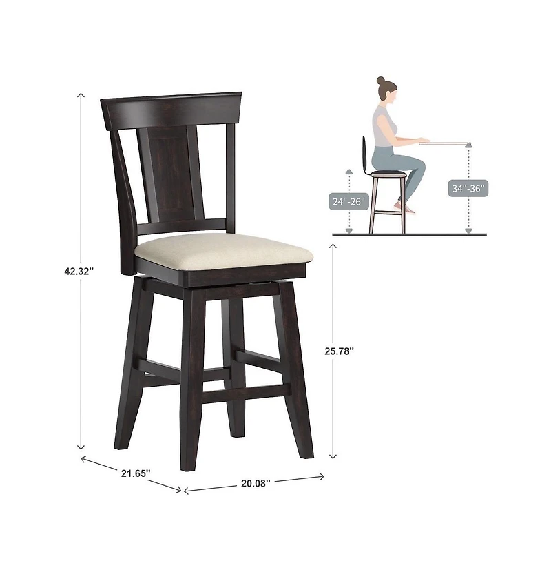 iNSPIRE Q Lea Panel Swivel Counter Stool With Linen Seat