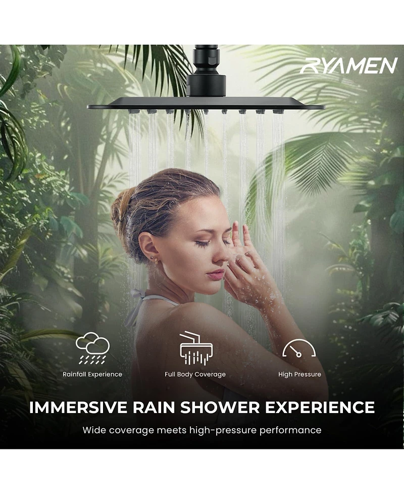 Cyqbd 8'' Dual Shower Head Rain Handheld Spray Adjustable Height Pause