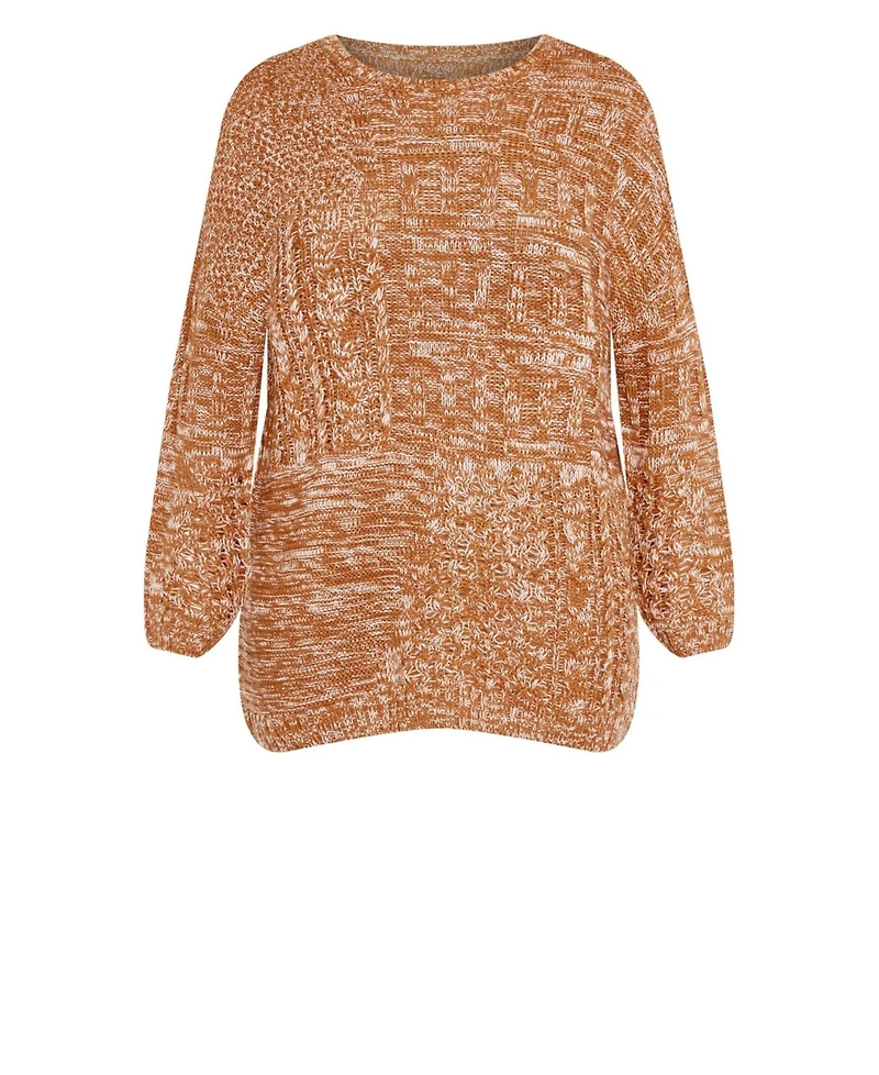 Avenue Women's Plus Charli Drop Shoulder Cable Sweater