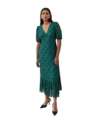 Finery London Women's Loretta Empire-Waist Fit-and-Flare V-Neck Lace Midi Dress