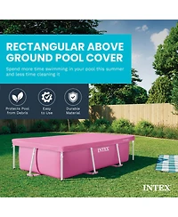 Intex 7.2ft x 4.9ft Rectangular Outdoor Backyard Swimming Pool Cover, Pink