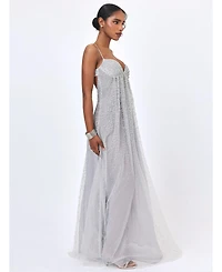 Miss Circle Women's Wallie Backless Rhinestone-Embellished Sweetheart Gown