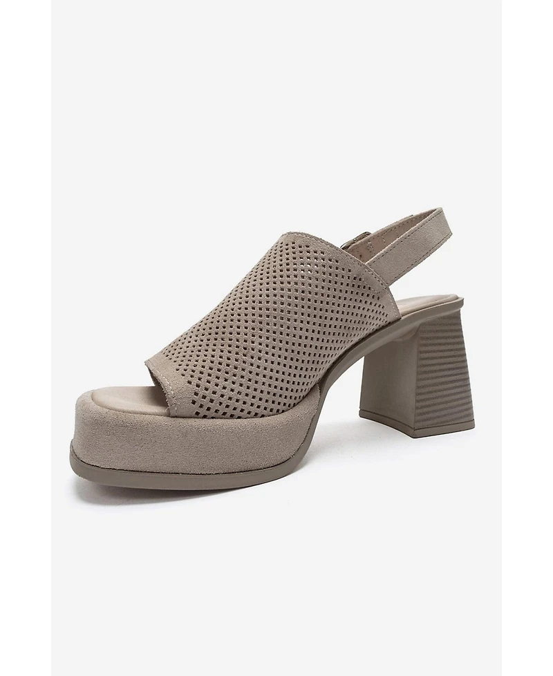 Forever and Always Shoes Women's Penvia Block Heel Leather Platform Sandal