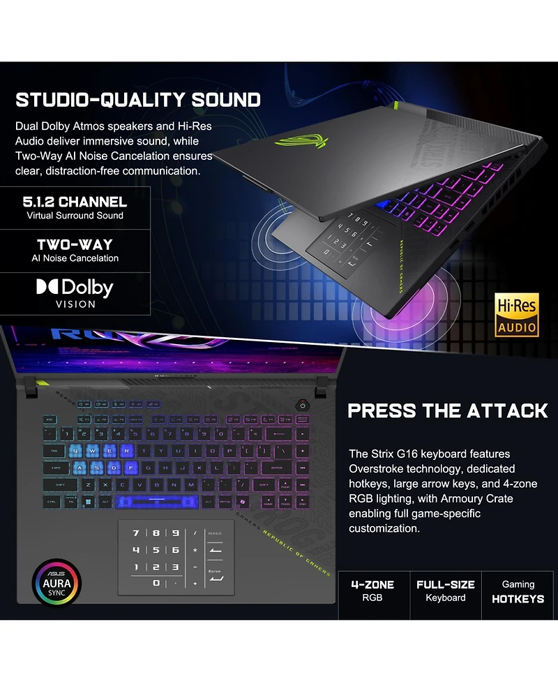 Asus Rog Strix G16 16" Rtx 5070 300Hz Gaming Laptop