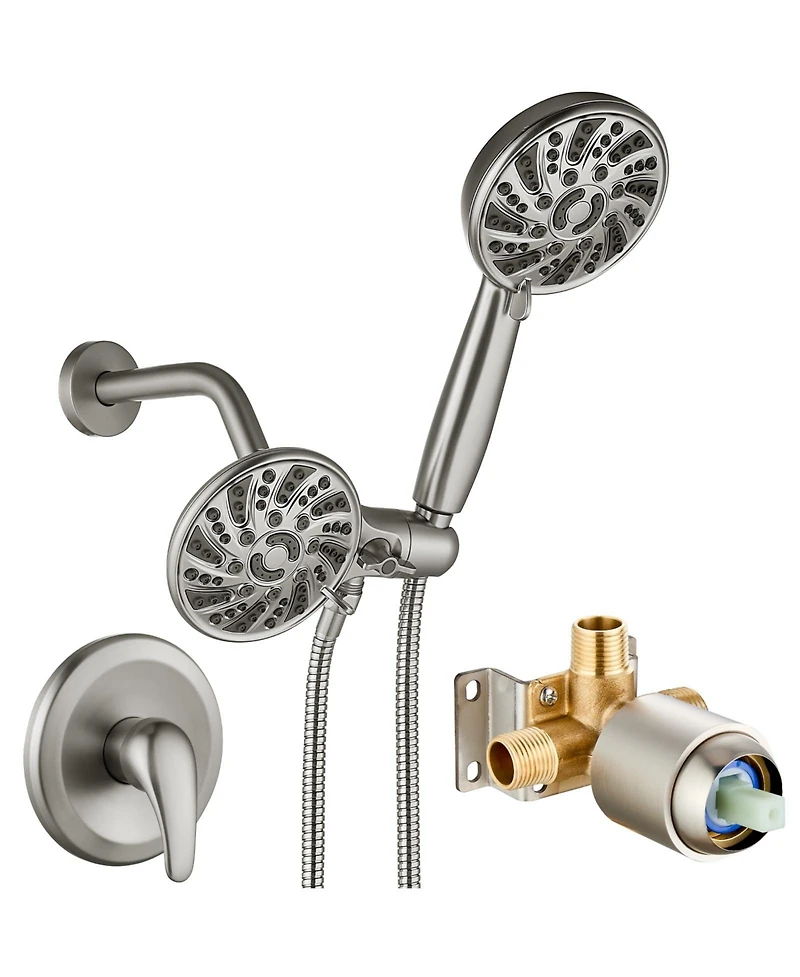 Cyqbd Dual 2 1 Shower Head Kit Highbo System Faucet 6 Modes Abs Handheld Spray Trim With Valve And Handle Set