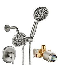 Cyqbd Dual 2 1 Shower Head Kit Highbo System Faucet 6 Modes Abs Handheld Spray Trim With Valve And Handle Set