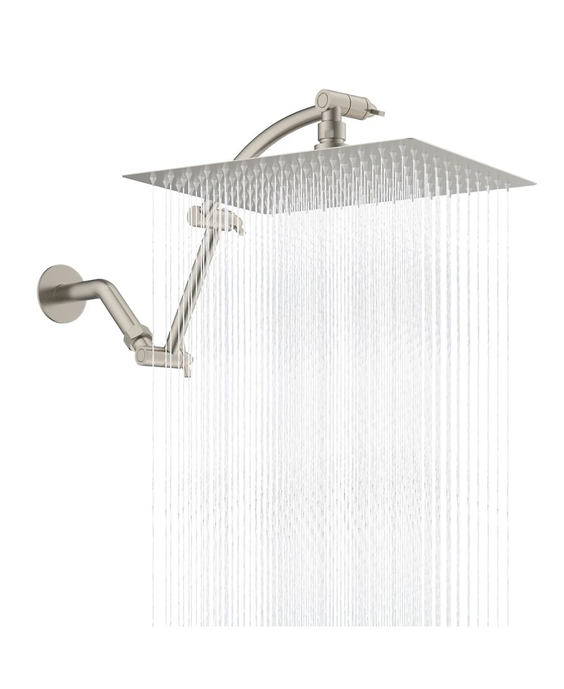 Cyqbd 12'' Metal Rain Shower Head Extension Arm Adjustable Square