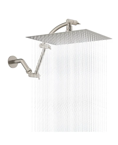 Cyqbd 12'' Metal Rain Shower Head Extension Arm Adjustable Square