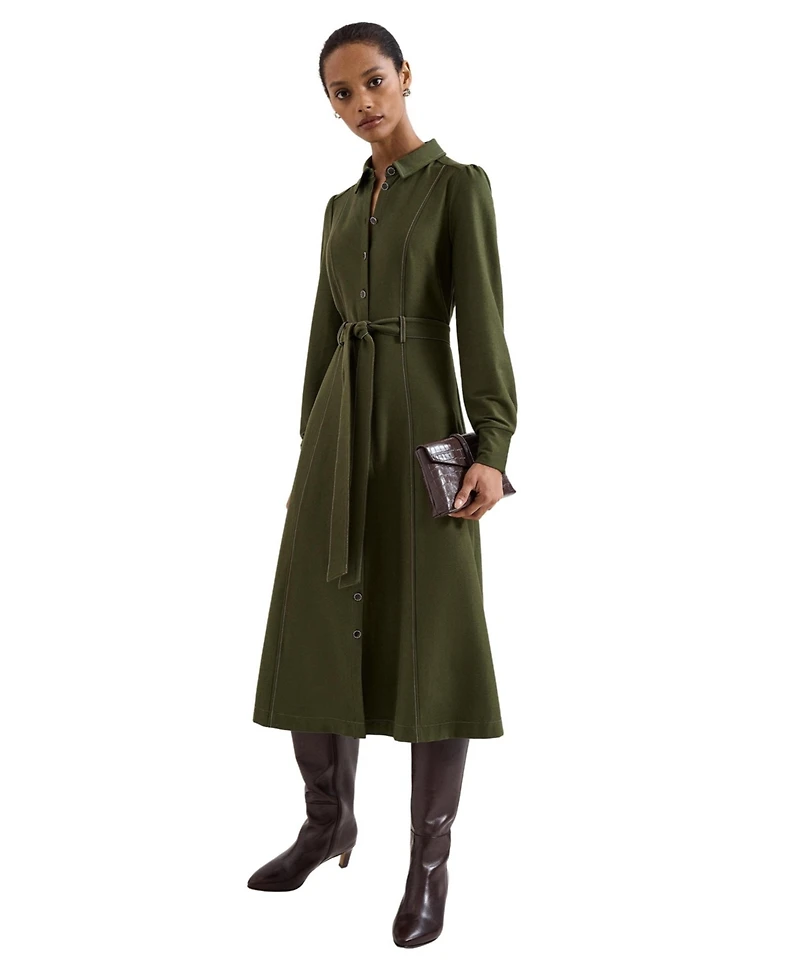 Phase Eight Women's Avelyn Long Sleeve Belted Midi Shirt Dress