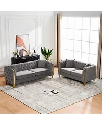 Streamdale Furniture Velvet Chesterfield 3+2 Seater Sofa