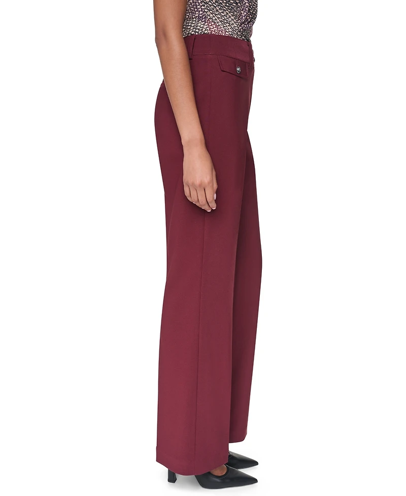 Dkny Women's High-Waisted Wide-Leg Dress Pants