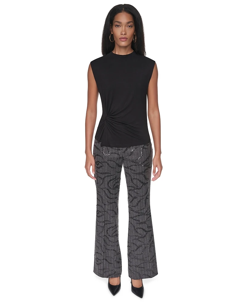 Dkny Women's Ruched Mock-Neck Fitted Tank Top