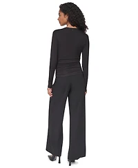 Dkny Women's V-Neck Ruched Knit Blouse