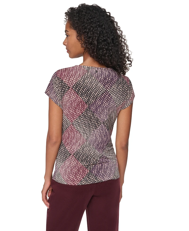 Dkny Women's Tie-Front Print Blouse