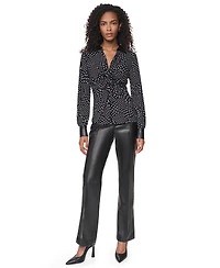 Dkny Women's Long-Sleeve Twist-Front Polka-Dots Blouse