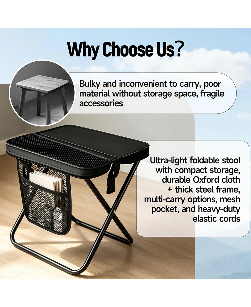 Aofar Folding Stool Portable Seat Outdoor Camping Fishing