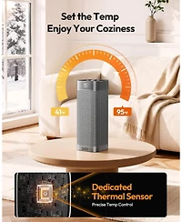 Space Heaters for Indoor Use, Portable Electric Heater with Thermostat, 1500W Ptc Ceramic Room Heater with Remote, 5 Modes, 60degree