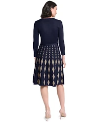 Jessica Howard Women's 3/4 Sleeve Fit & Flare Dress