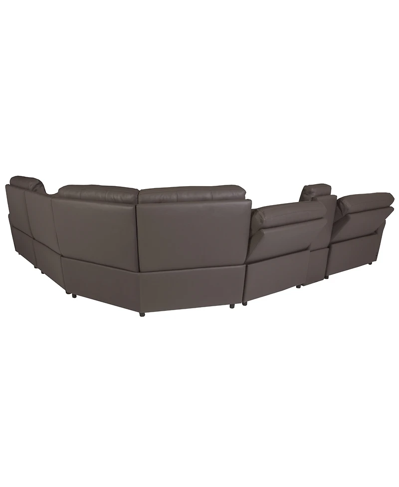 Thandler 6-Piece Leather Chaise Sectional with Power Recliners and Storage Console, Exclusively at Macy's