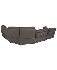 Thandler 6-Piece Leather Chaise Sectional with Power Recliners and Storage Console, Exclusively at Macy's