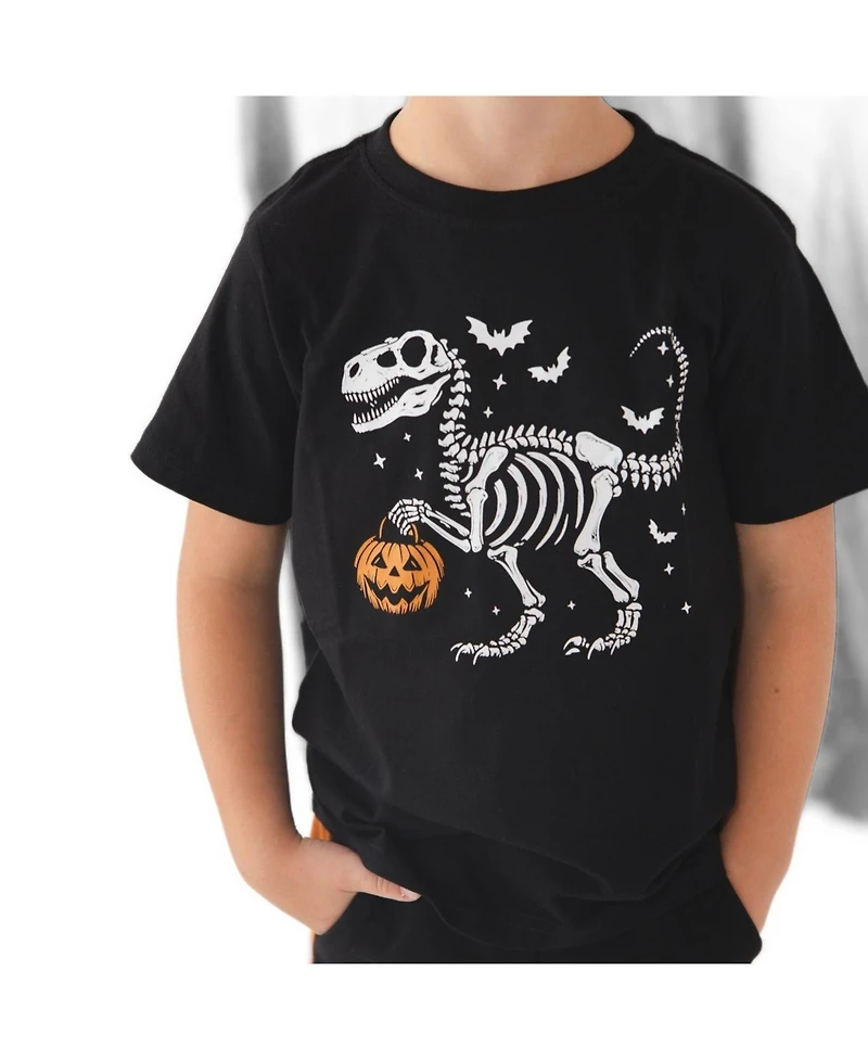 Sweet Wink Toddler Boys 2T 4 T Dinosaur Skeleton Halloween Short Sleeve T-Shirt