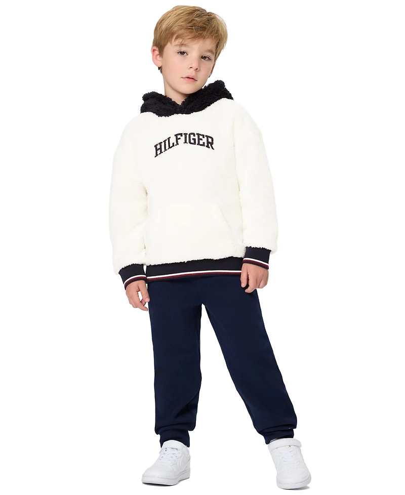 Tommy Hilfiger Toddler Boys' 2T-5T Sherpa Hooded Fleece Hoodie and Joggers, 2-Piece Set