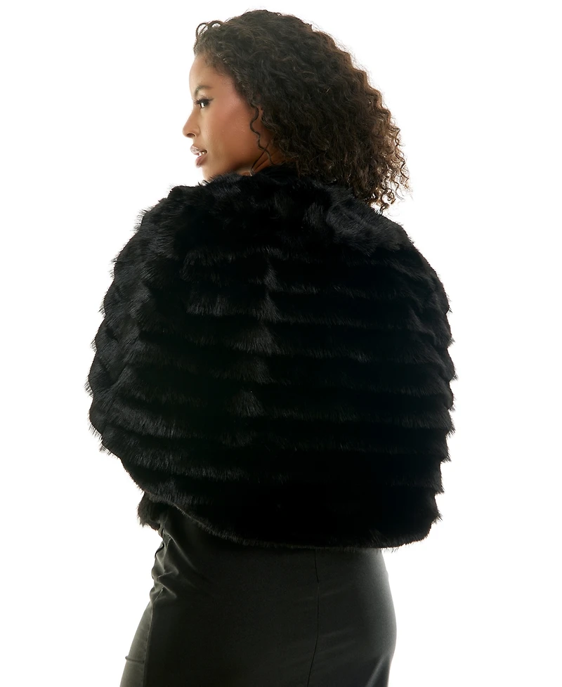 Seni & Cade Women's Tiered Cropped Faux Fur Shawl Jacket