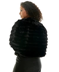 Seni & Cade Women's Tiered Cropped Faux Fur Shawl Jacket