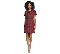 Karl Lagerfeld Paris Women's Short-Sleeve Tweed Crewneck Sheath Dress
