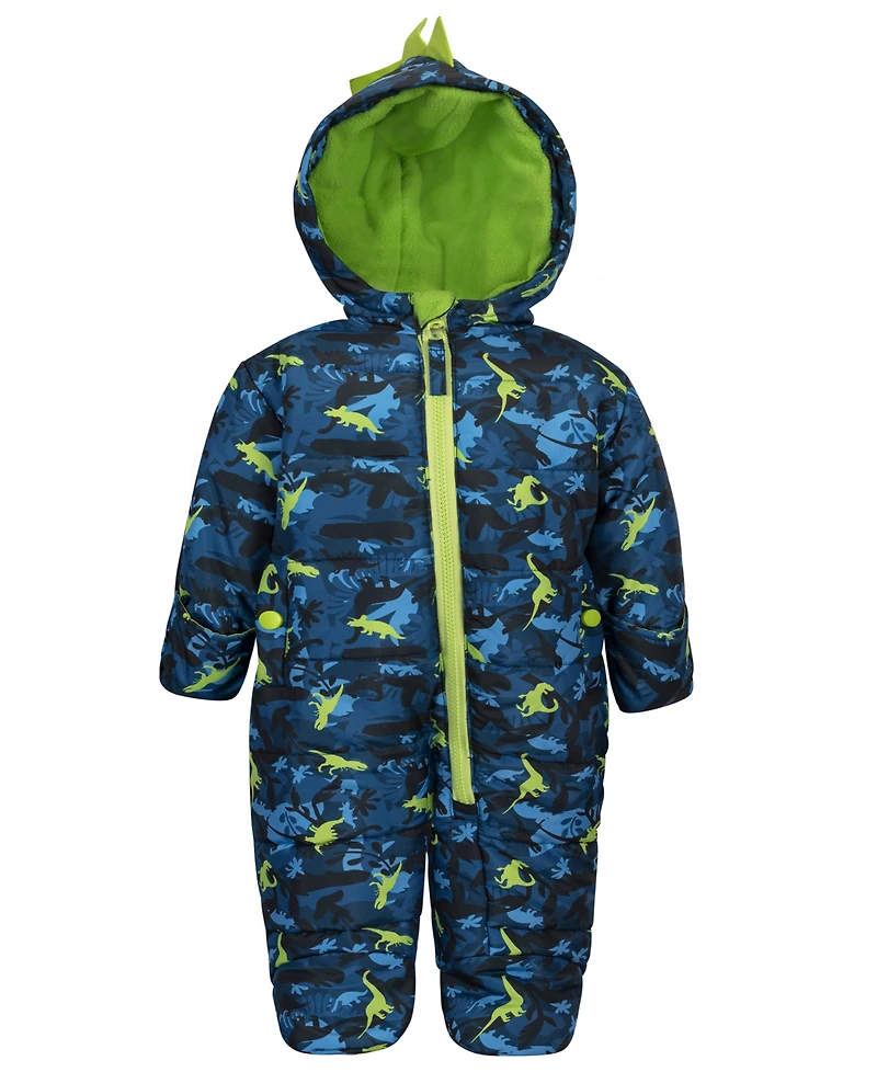 S Rothschild & Co Baby Boys' Dinosaur-Print 3D-Hood Snowsuit