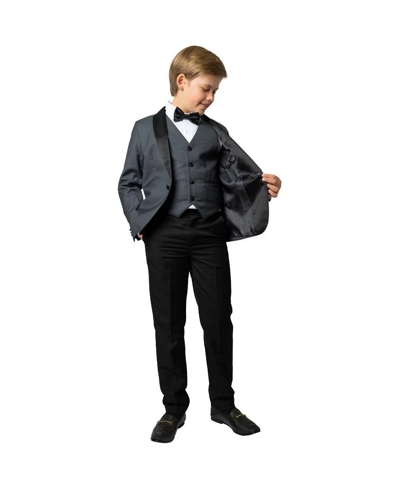 Peanut Butter Collection Boys' 4-20 Love and Angels Slim Fit Jacket, Vest, Pants, Bowtie Shirt, 5-Piece Set