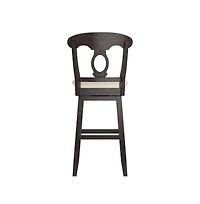 iNSPIRE Q Lea Oval Swivel Bar Stool w/ Beige Linen Seat